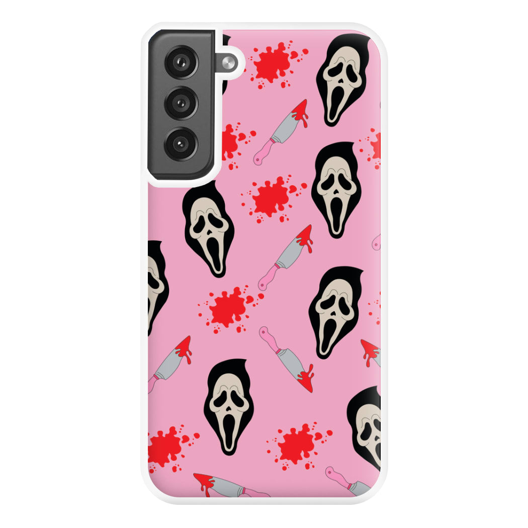 Pink Ghostface Pattern - Scream Phone Case for Galaxy S21FE