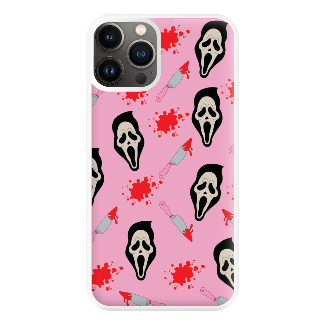 Pink Ghostface Pattern - Scream Phone Case for iPhone 13 Pro Max