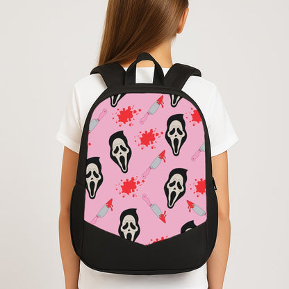 Pink Ghostface Pattern - Scream Large School Bag