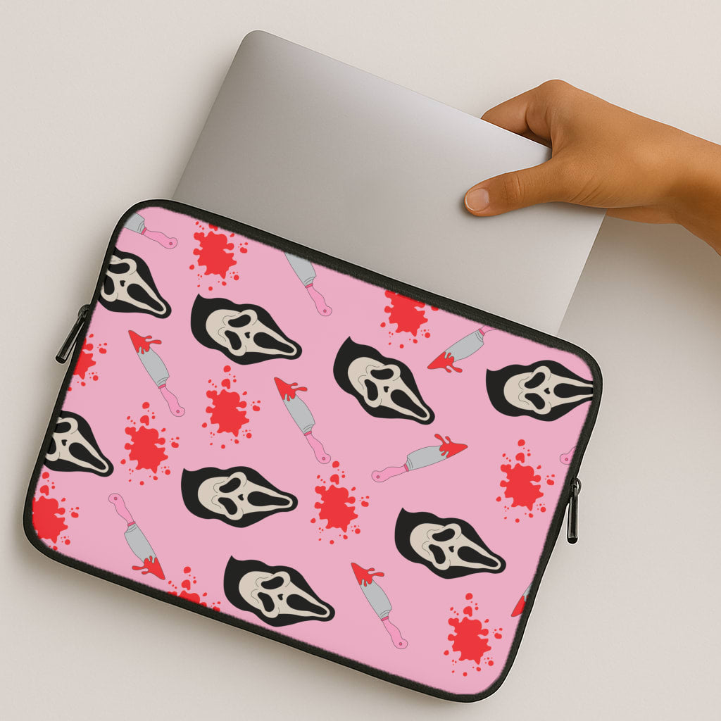 Pink Ghostface Pattern - Scream Laptop Sleeve