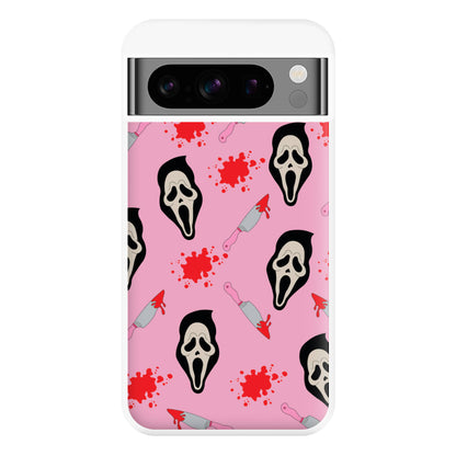 Pink Ghostface Pattern - Scream Phone Case for Google Pixel 8 Pro