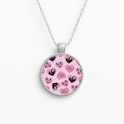 No You Hang Up Love Hearts Circle Necklace
