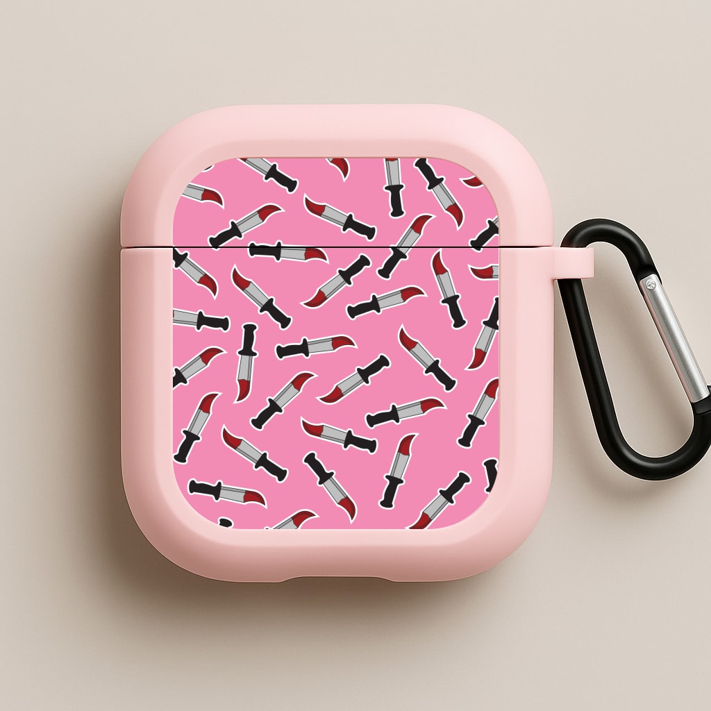 Bloody Knife Pattern Pink AirPods Case