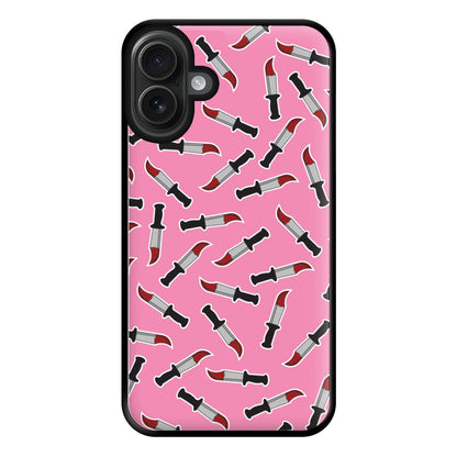 Bloody Knife Pattern Phone Case for iPhone 16 Plus