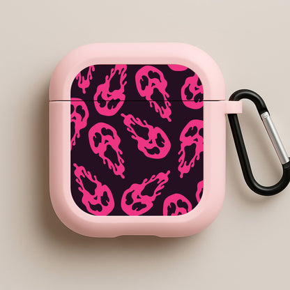 Trippy Ghost Face Pattern Pink AirPods Case