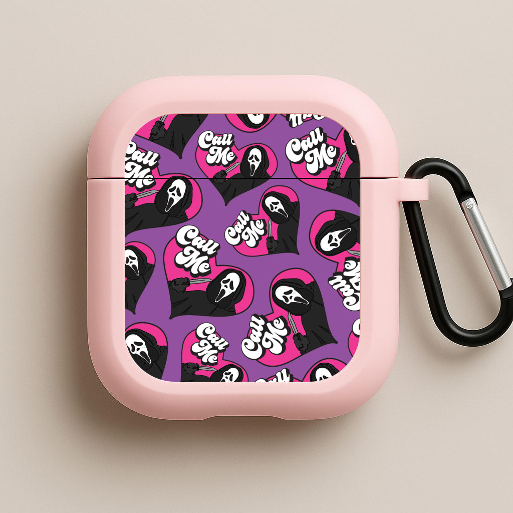 Call Me Heart Pattern Pink AirPods Case