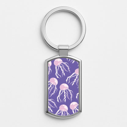 Jellyfish Pattern - Sealife Silver Keyring