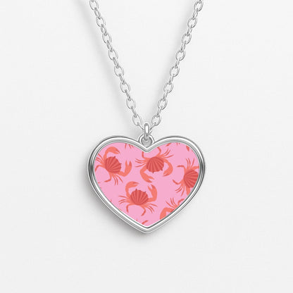 Crab Pattern - Sealife Heart Necklace