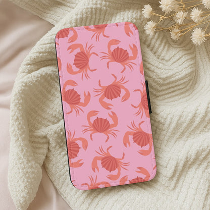 Crab Pattern - Sealife Wallet Phone Case