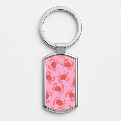 Crab Pattern - Sealife Silver Keyring