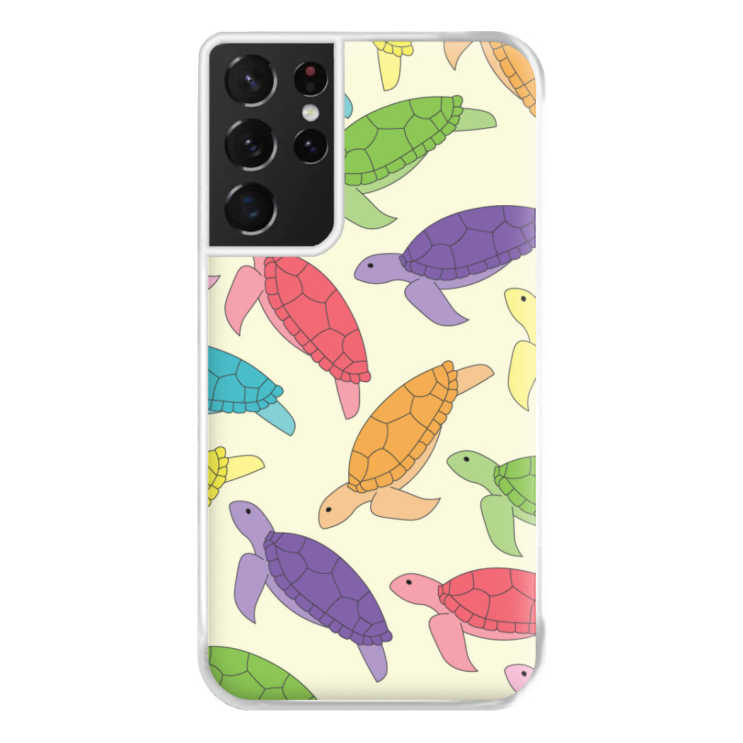 Multi Coloured Turtle Pattern - Sealife Phone Case for Galaxy S21 Ultra