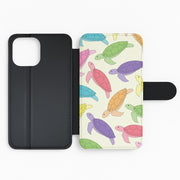 Multi Coloured Turtle Pattern - Sealife Flip / Wallet Phone Case 2