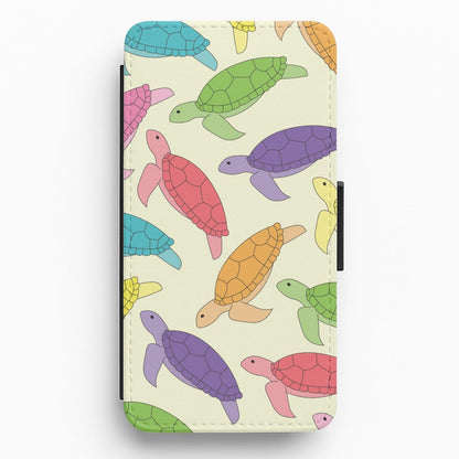 Multi Coloured Turtle Pattern - Sealife Flip / Wallet Phone Case