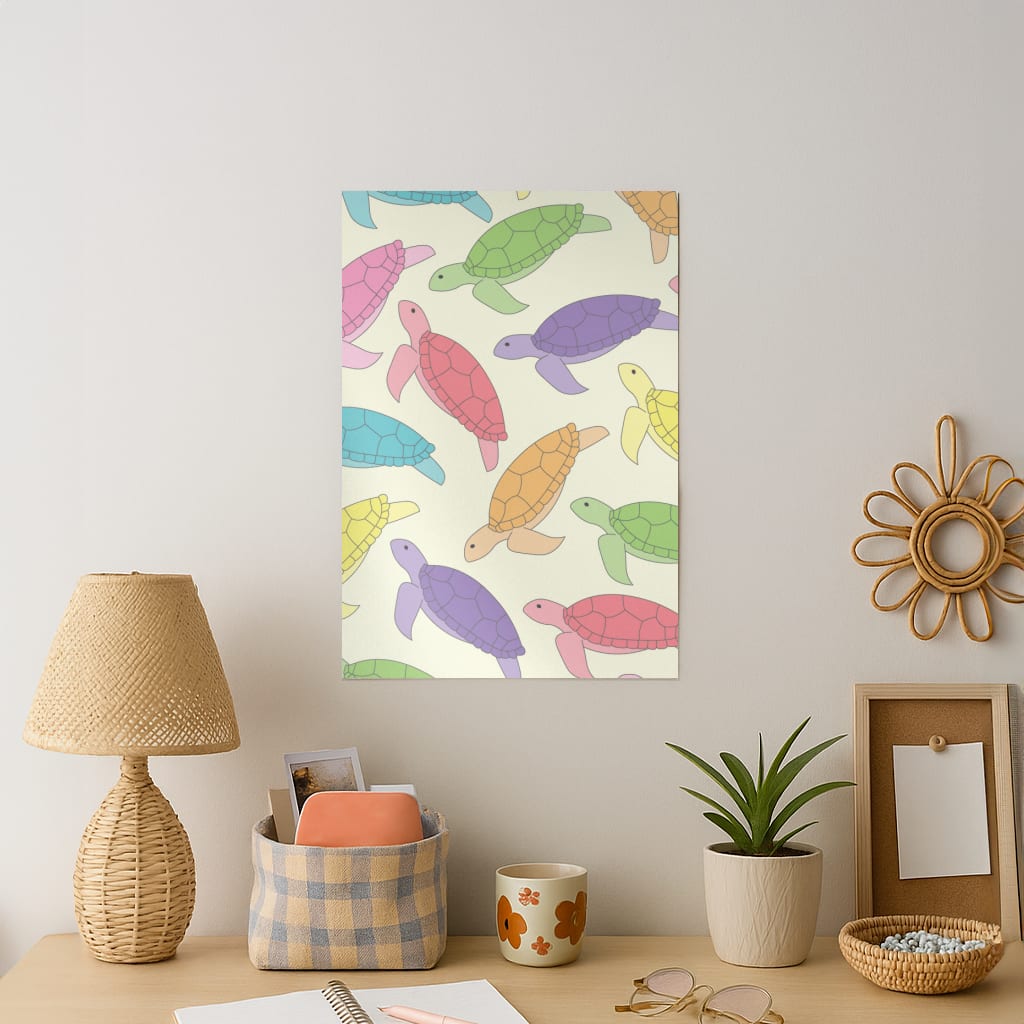 Multi Coloured Turtle Pattern - Sealife Art Print