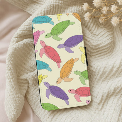 Multi Coloured Turtle Pattern - Sealife Wallet Phone Case