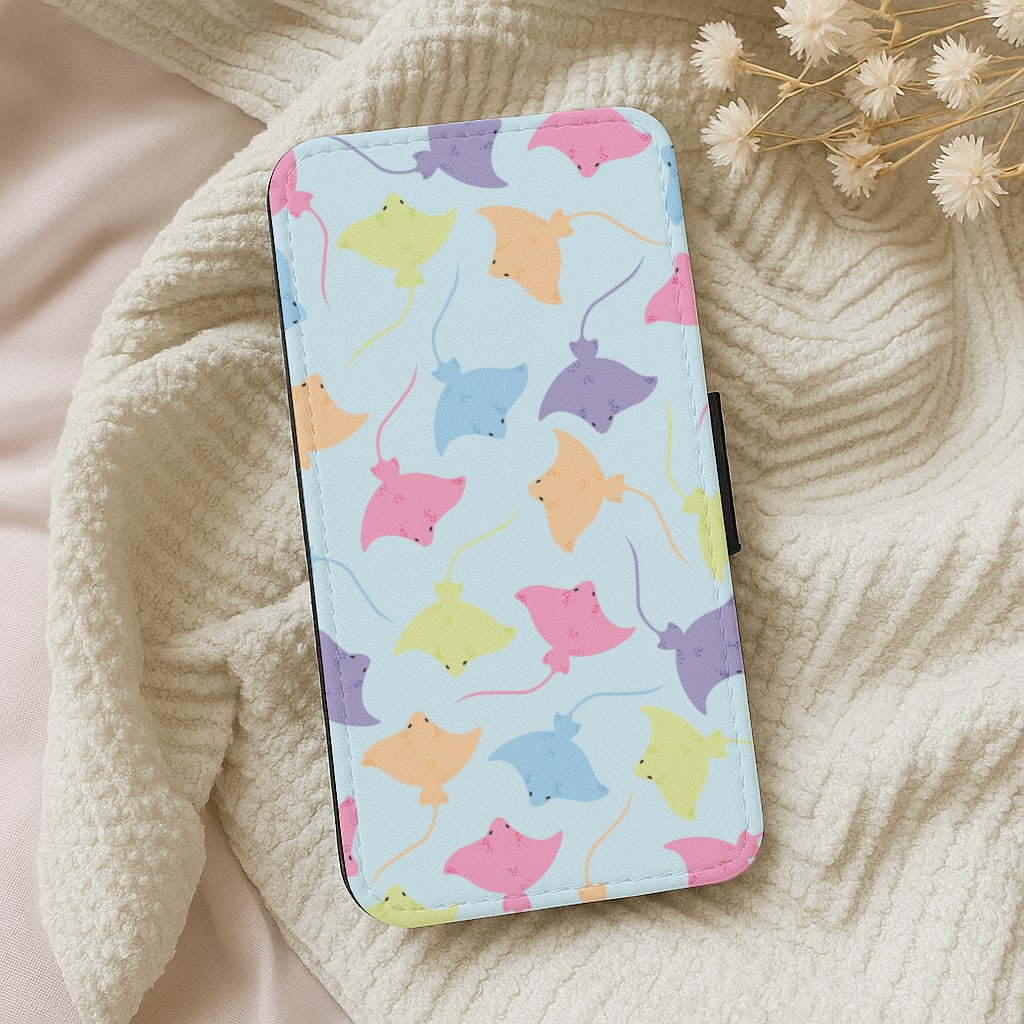 Multi Coloured Sting Ray Pattern - Sealife Wallet Phone Case