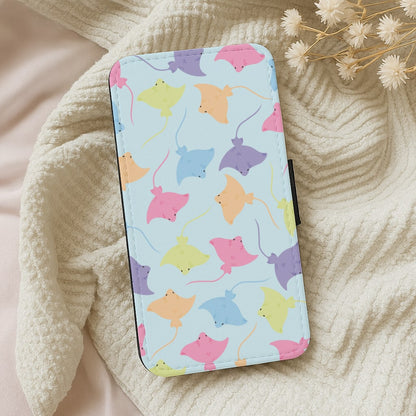 Multi Coloured Sting Ray Pattern - Sealife Wallet Phone Case