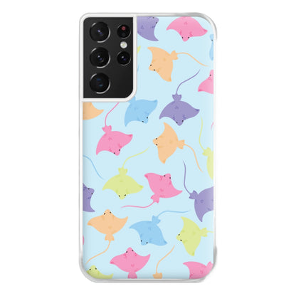 Multi Coloured Sting Ray Pattern - Sealife Phone Case for Galaxy S21 Ultra