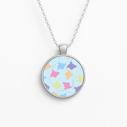 Multi Coloured Sting Ray Pattern - Sealife Circle Necklace