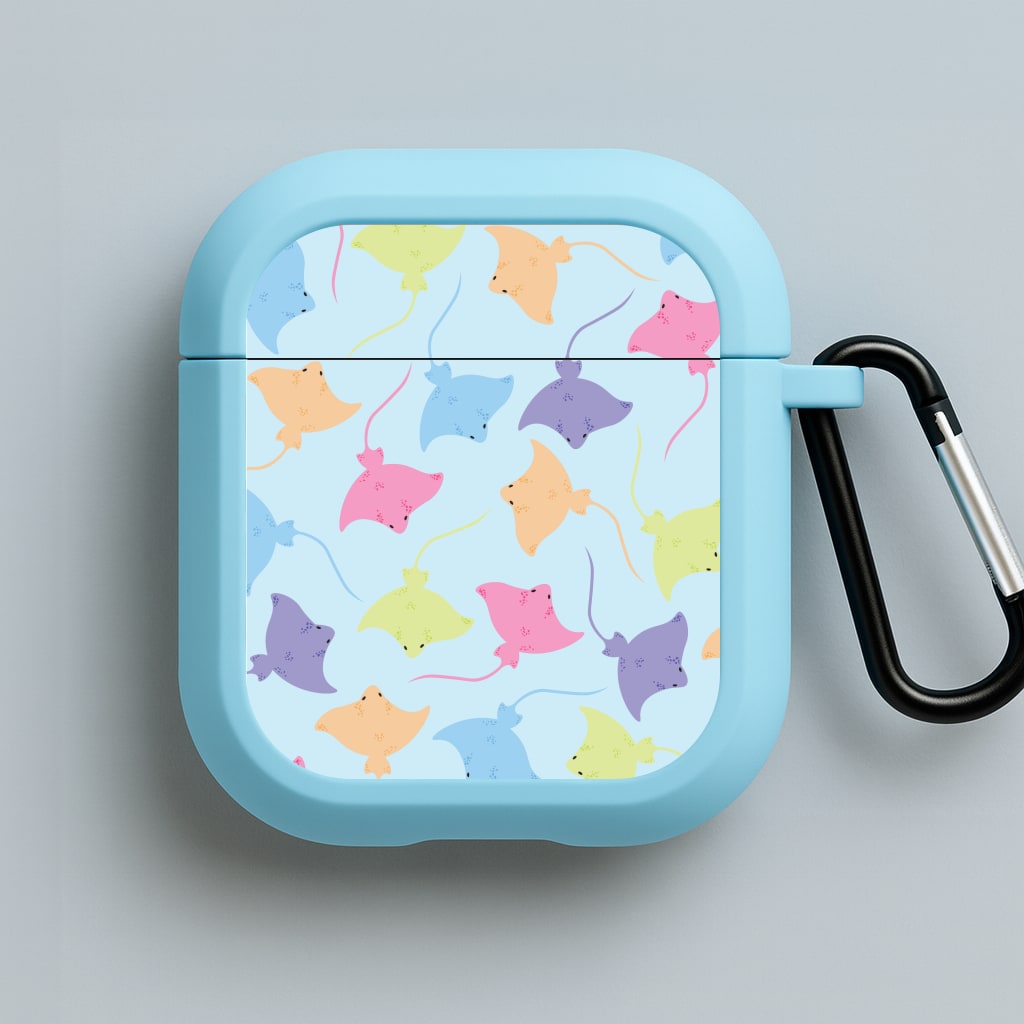 Multi Coloured Sting Ray Pattern - Sealife Blue AirPods Case