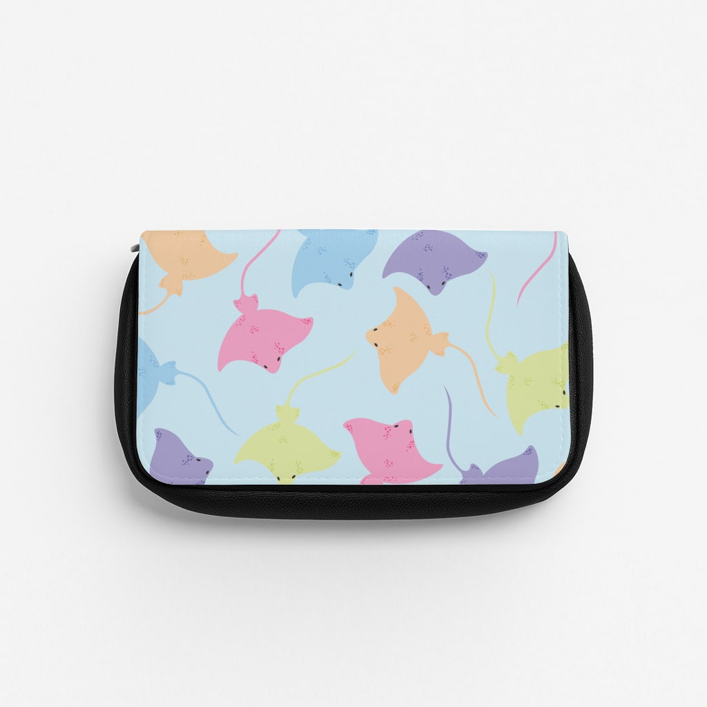 Multi Coloured Sting Ray Pattern - Sealife Pencil Case