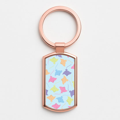 Multi Coloured Sting Ray Pattern - Sealife Rose Gold Keyring