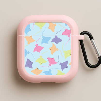 Multi Coloured Sting Ray Pattern - Sealife Pink AirPods Case