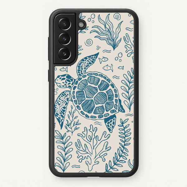 Teal Turtle Reef Phone Case - Galaxy S22 Plus / Standard