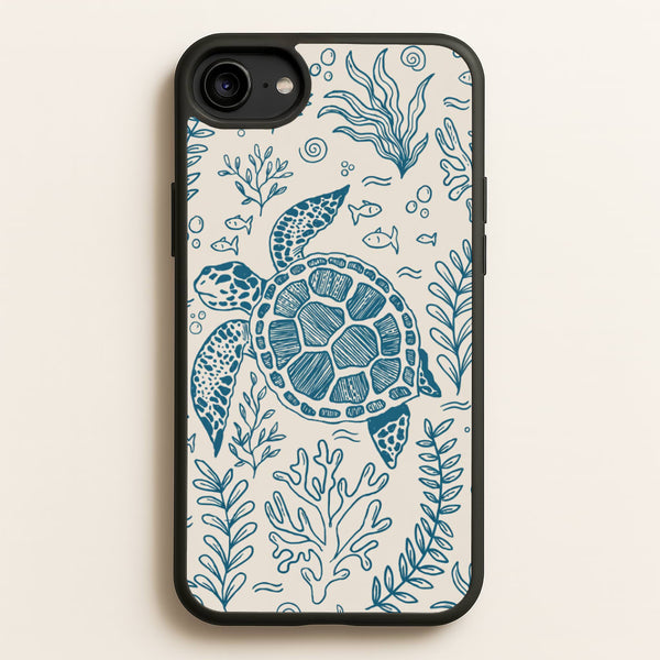Teal Turtle Reef Phone Case - iPhone 6 / 7 / 8 / SE / Standard