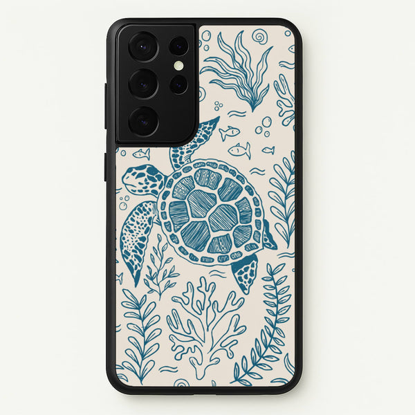 Teal Turtle Reef Phone Case - Galaxy S21 Ultra / Standard