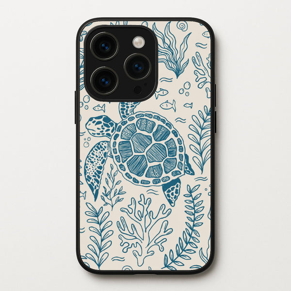 Teal Turtle Reef Phone Case - iPhone 15 Pro / Standard