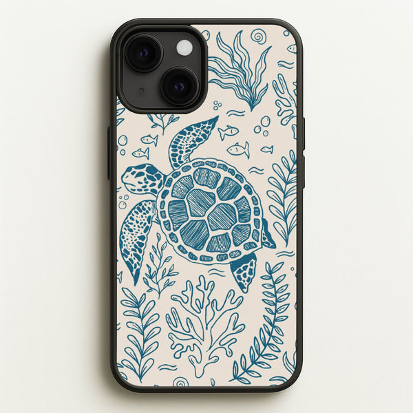 Teal Turtle Reef Phone Case - iPhone 13 Mini / Standard