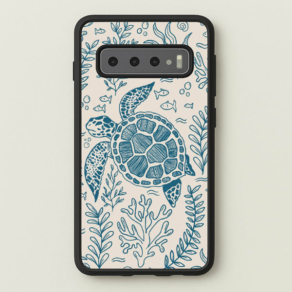 Teal Turtle Reef Phone Case - Galaxy S10 / Standard