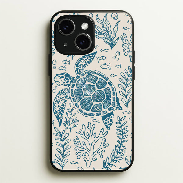 Teal Turtle Reef Phone Case - iPhone 15 Plus / Standard
