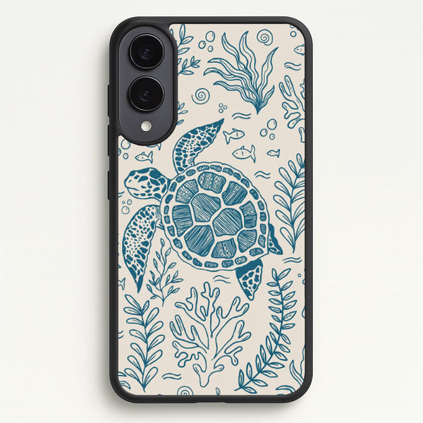 Teal Turtle Reef Phone Case - Galaxy S25 Edge / Standard
