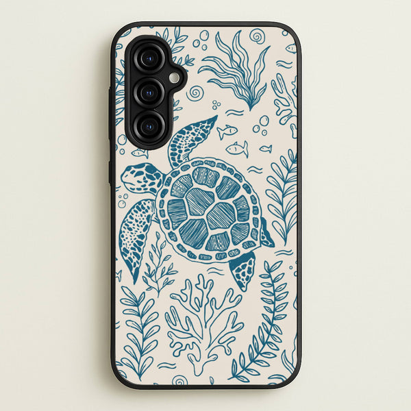 Teal Turtle Reef Phone Case - Galaxy A54 / Standard