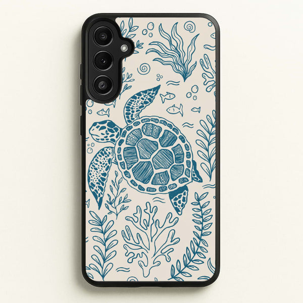 Teal Turtle Reef Phone Case - Galaxy A34 / Standard