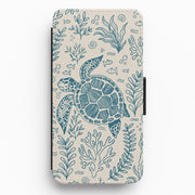 Teal Turtle Reef Flip / Wallet Phone Case 1