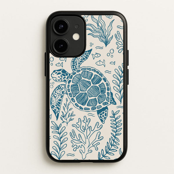 Teal Turtle Reef Phone Case - iPhone 12 / 12 Pro / Standard