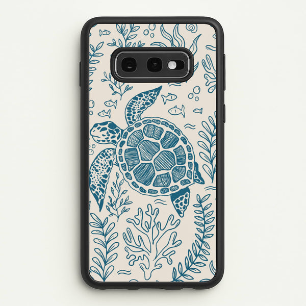 Teal Turtle Reef Phone Case - Galaxy S10e / Standard