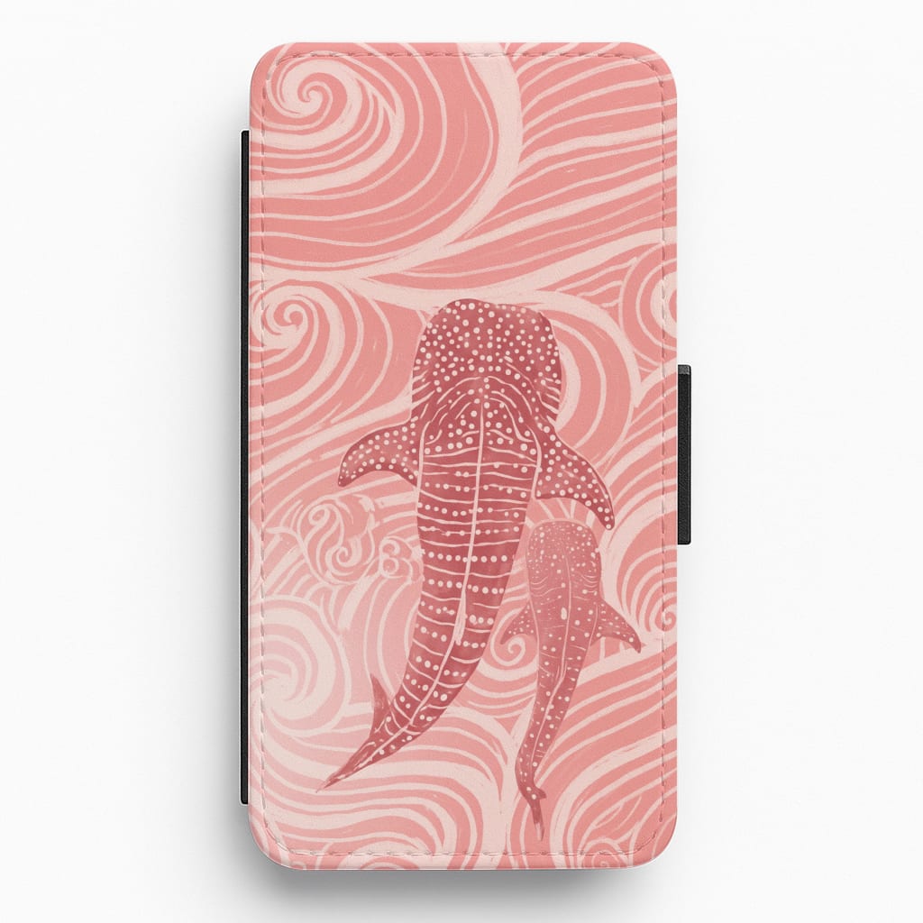 Rose Whale Shark Swirls Flip / Wallet Phone Case
