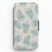 Teal Jellyfish Drift Flip / Wallet Phone Case 1