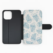 Teal Jellyfish Drift Flip / Wallet Phone Case 2