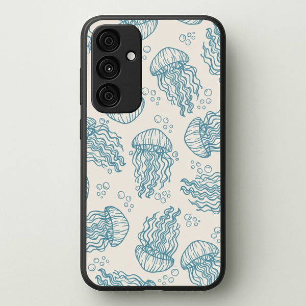 Teal Jellyfish Drift Phone Case - Galaxy A55 / Standard