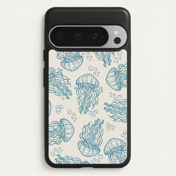 Teal Jellyfish Drift Phone Case - Google Pixel 9 Pro XL / Standard