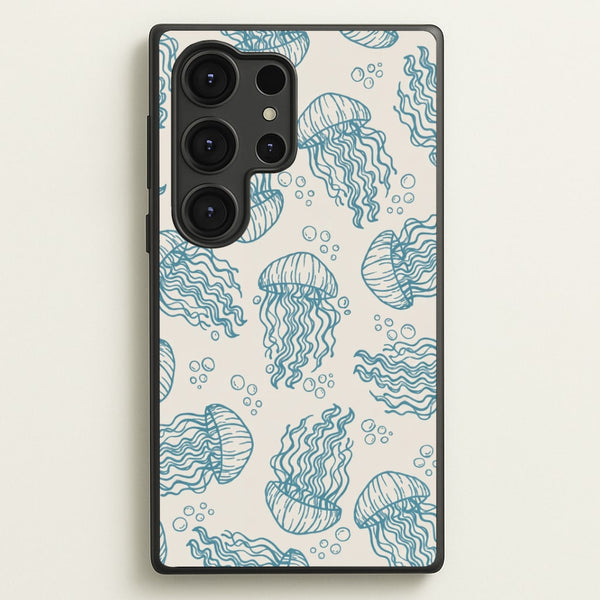 Teal Jellyfish Drift Phone Case - Galaxy S25 Ultra / Standard