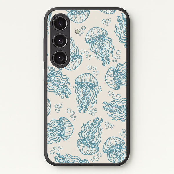 Teal Jellyfish Drift Phone Case - Galaxy S24FE / Standard