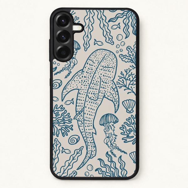 Teal Whale Shark Reef Phone Case - Galaxy A17 / Standard