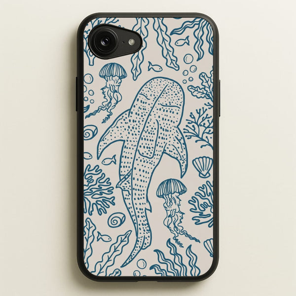 Teal Whale Shark Reef Phone Case - iPhone 16e / Standard