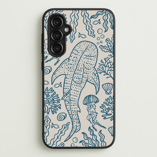 Teal Whale Shark Reef Phone Case - Galaxy A14 / Standard